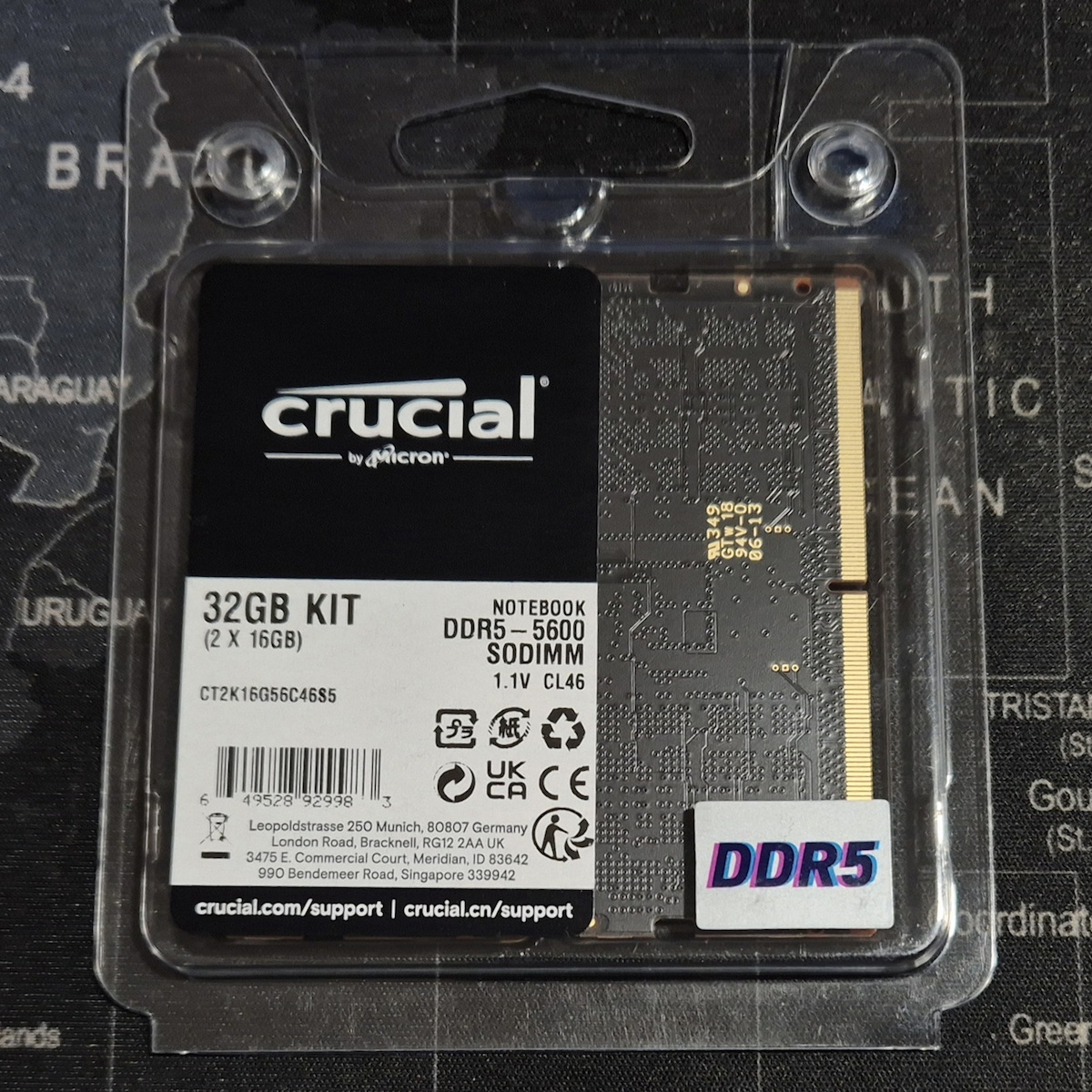 Crucial 8GB DDR5 RAM cu Viteză 5600 pentru Laptop (CT8G56C46S5