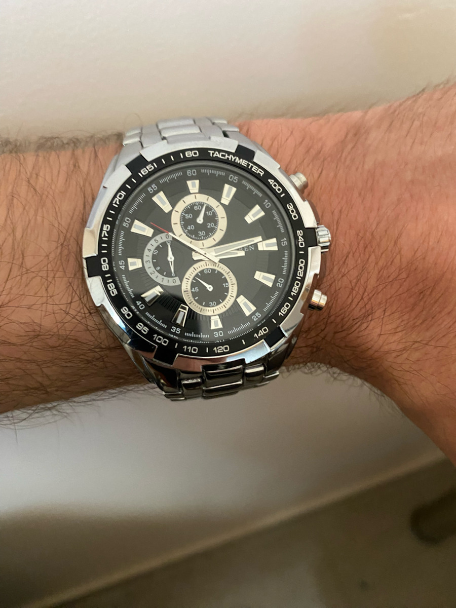 Curren Ανδρικό Ρολόι 45mm Χρονογράφος Μπαταρίας με Μεταλλικό Μπρασελέ Silver White