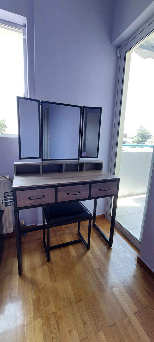 Wooden & Metallic Makeup Dressing Table Coffee with Mirror 90x40x141cm