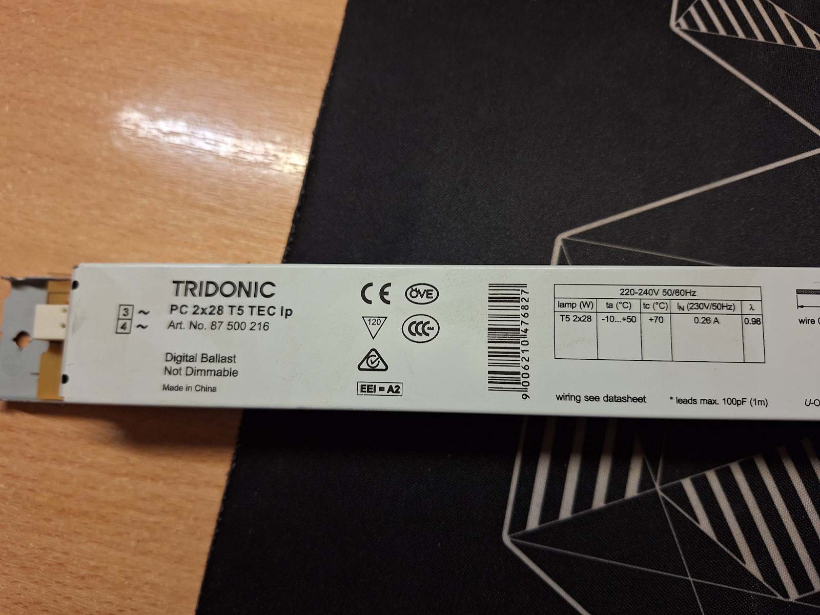 Elektronisches Vorschaltgerät Tridonic Pc Tec 2x28W 230V