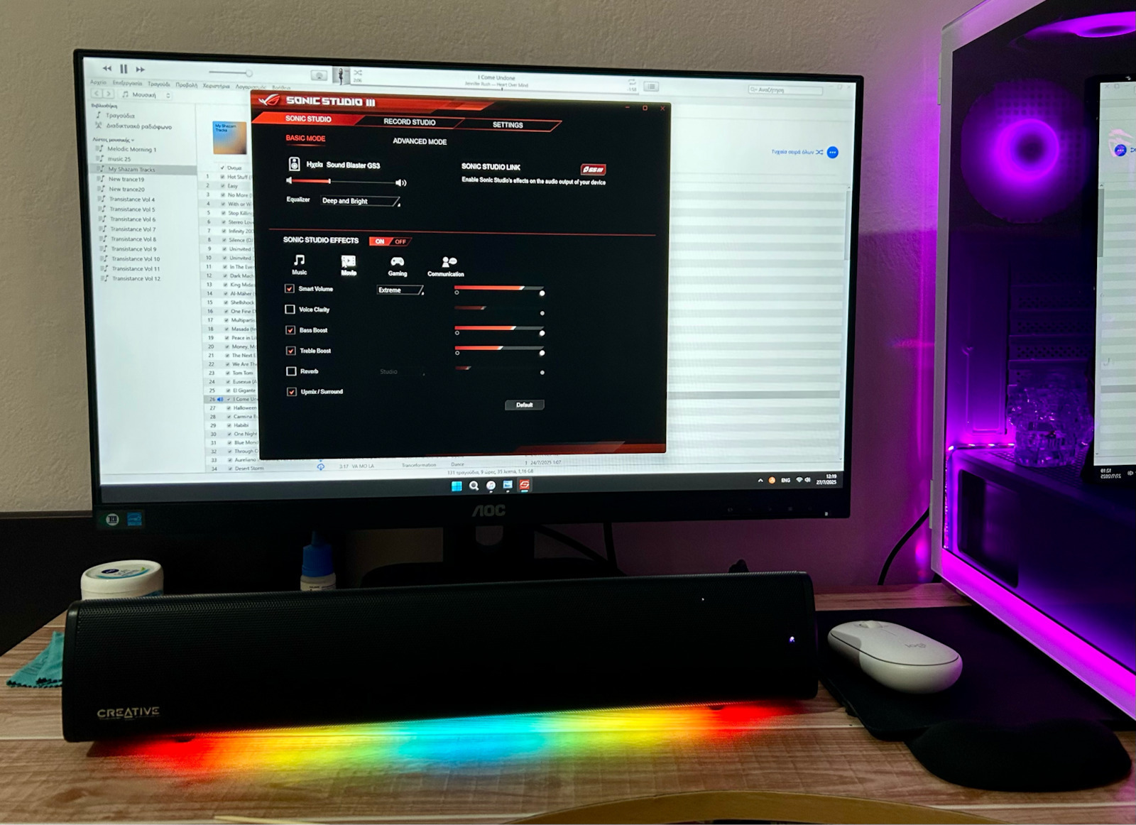 Creative Sound Blaster GS3 Ασύρματα Ηχεία Υπολογιστή 2.0 με RGB Φωτισμό και Bluetooth Ισχύος 24W σε Μαύρο Χρώμα