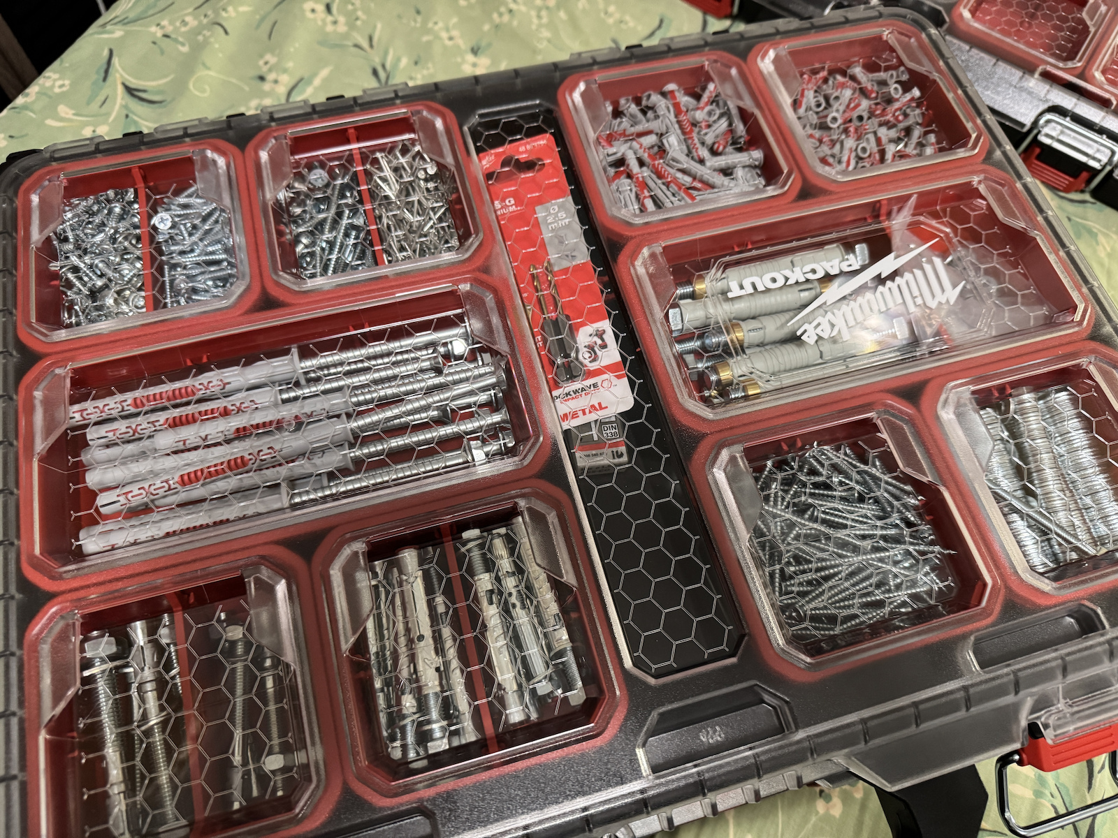 Milwaukee Packout Tool Compartment Organiser 10 Slot with Removable Box Black 50x38x11.7cm