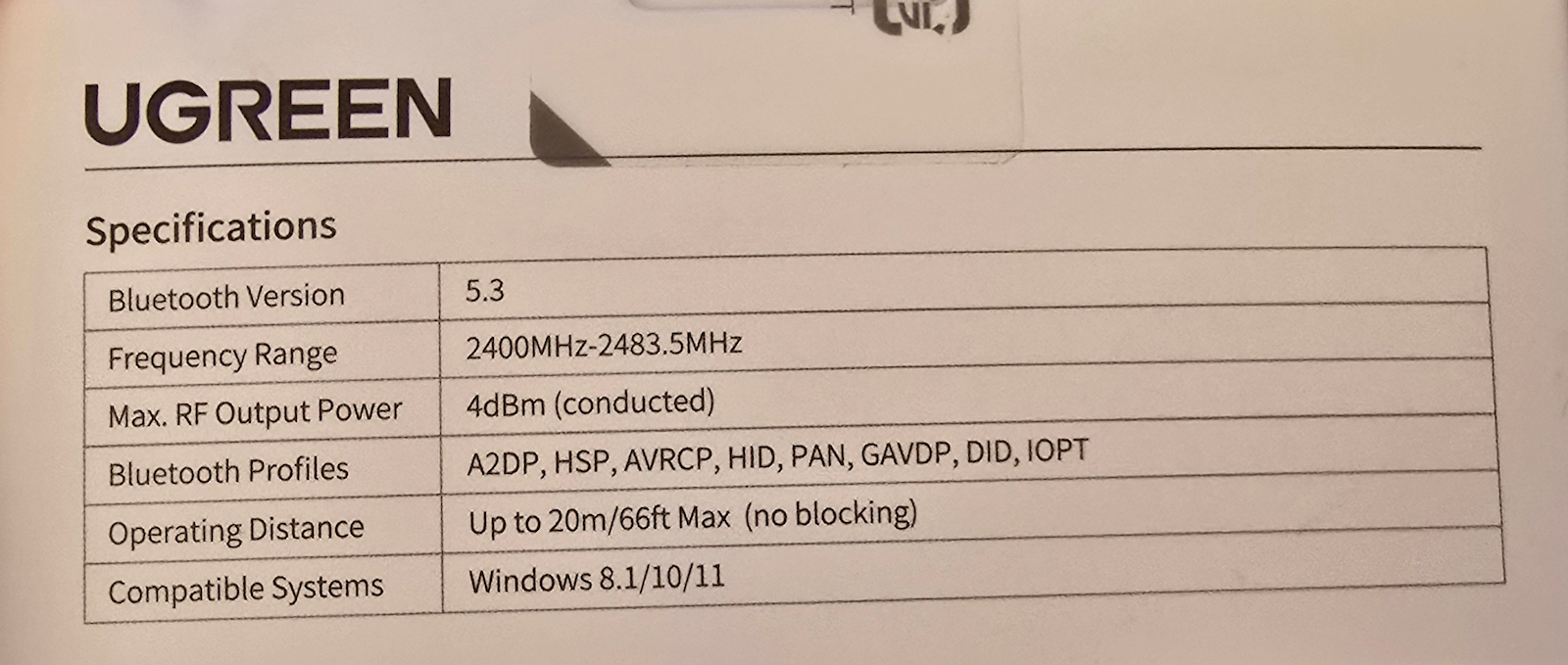 Ugreen USB Bluetooth 5.3 Adapter με Εμβέλεια 20m (35995)