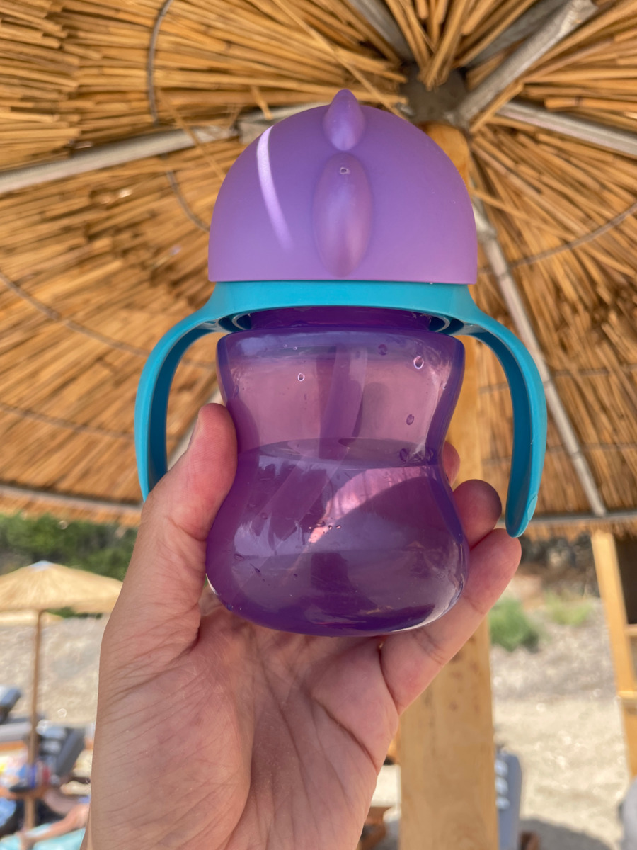 Philips Baby Cup with Handles and Straw Bendy made of Plastic Purple 200ml for 9m+m+