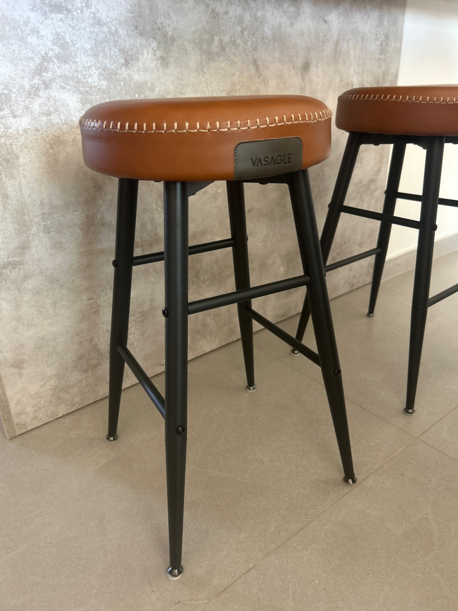 Stool Bar Leather Echo Caramel Brown 2pcs 49.5x49.5x63cm