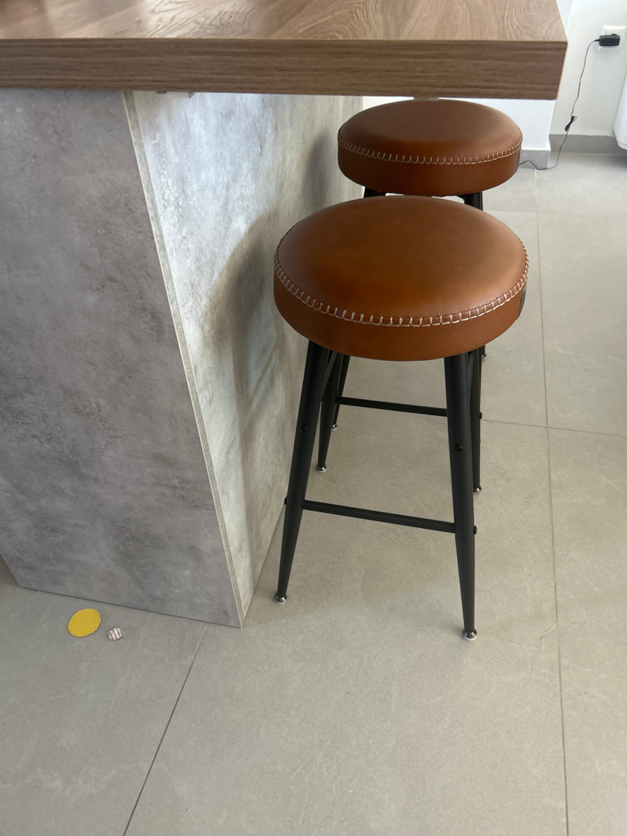 Stool Bar Leather Echo Caramel Brown 2pcs 49.5x49.5x63cm