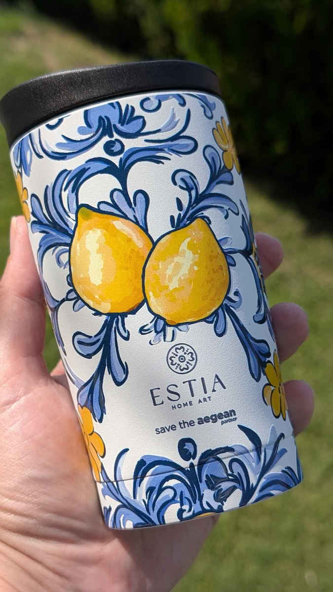 Estia Travel Mug Save The Aegean Ποτήρι Θερμός Ανοξείδωτο BPA Free 350ml Denim Blue