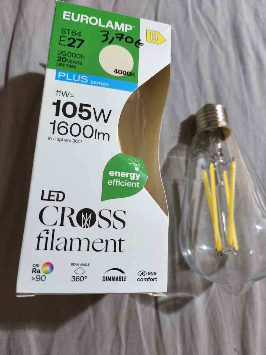 Eurolamp Λάμπα LED 11W 140mm για Ντουί E27 και Σχήμα ST64 Φυσικό Λευκό 1600lm Dimmable
