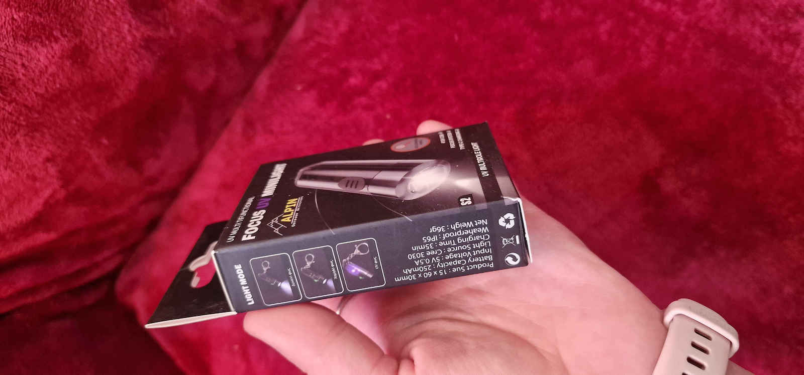 Alpin Επαναφορτιζόμενος Φακός Μπρελόκ LED UV IP65 με Μέγιστη Φωτεινότητα 350lm
