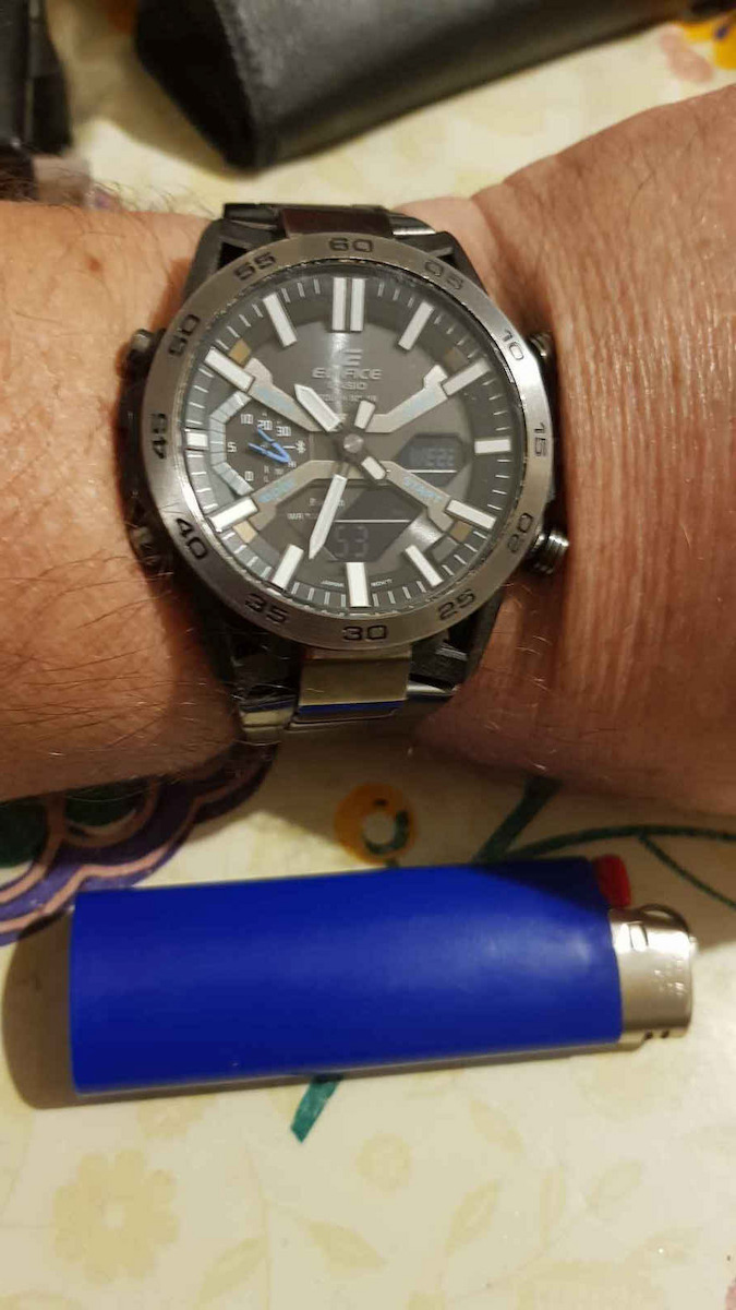 Casio Edifice Αναλογικό/Ψηφιακό Ανδρικό Ρολόι 51mm Χρονογράφος Μπαταρίας με Ασημί Μεταλλικό Μπρασελέ