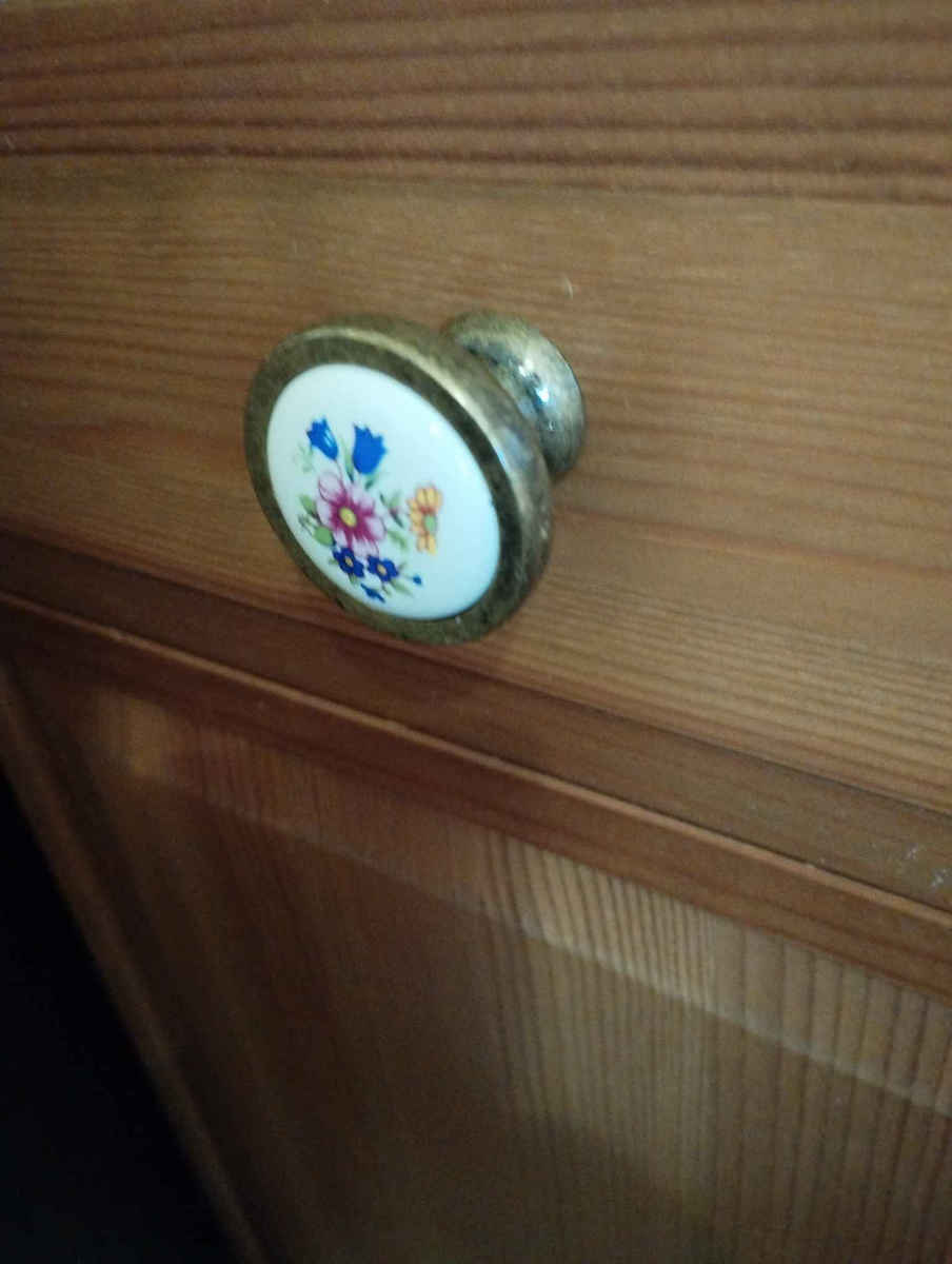 Porcelain Knob Yellow Pink Flower Finetto Art.031v 30mm Silver 256-031v Yellow Pink