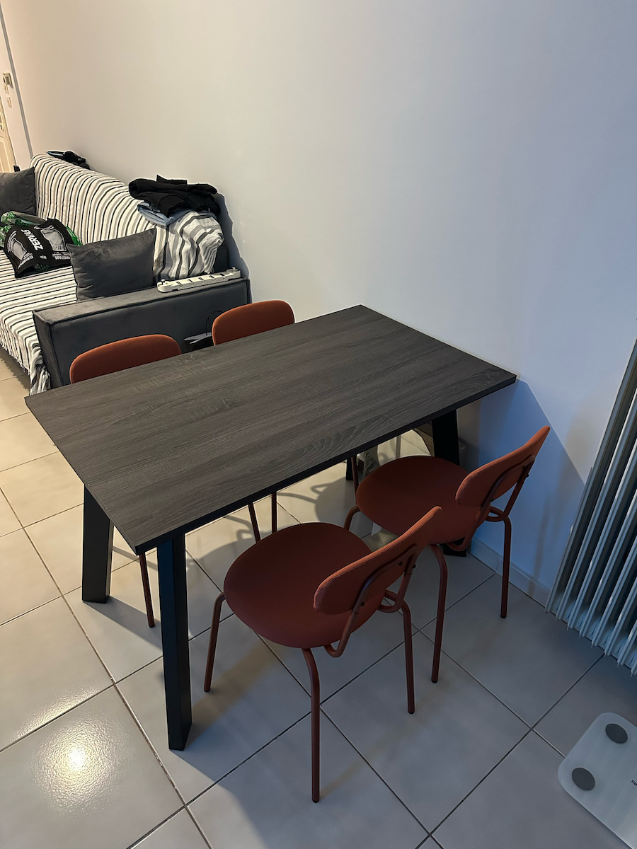 Baxter Table Dining Room Wooden with Metal Frame Grey Walnut 120x70x75cm