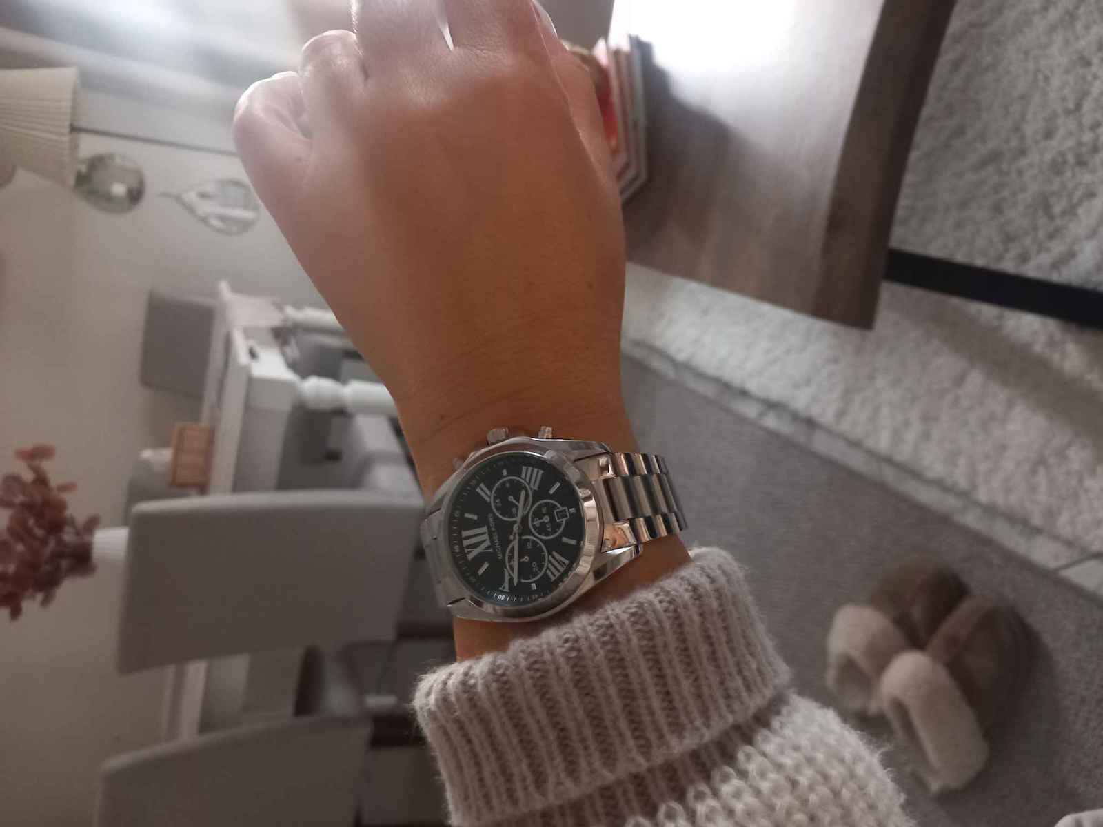 Michael Kors Bradshaw Γυναικείο Ρολόι 42mm Χρονογράφος Μπαταρίας με Ασημί Μεταλλικό Μπρασελέ