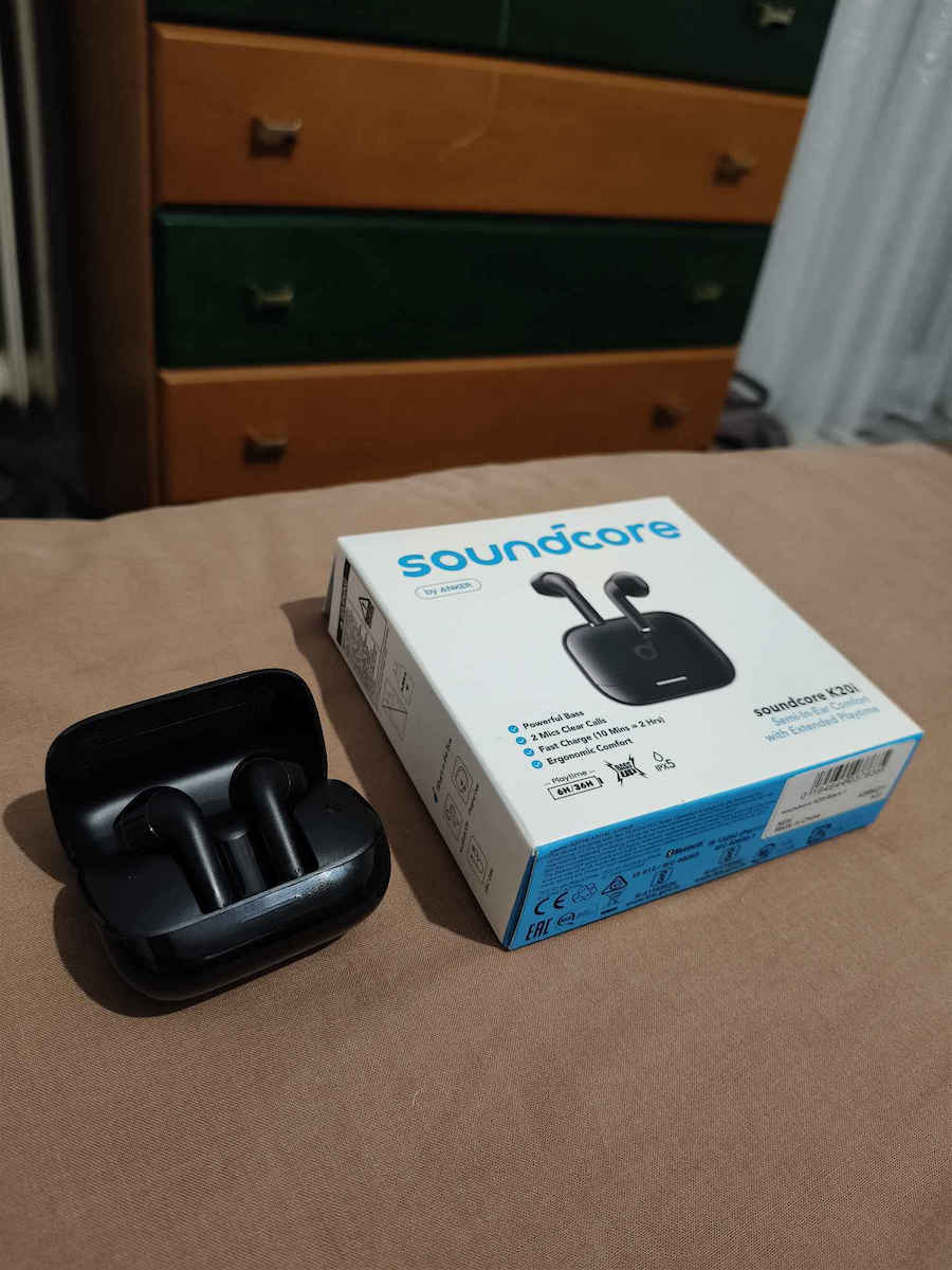 Soundcore by Anker K20i Earbud Bluetooth Handsfree Ακουστικά με Αντοχή στον Ιδρώτα και Θήκη Φόρτισης Μαύρα