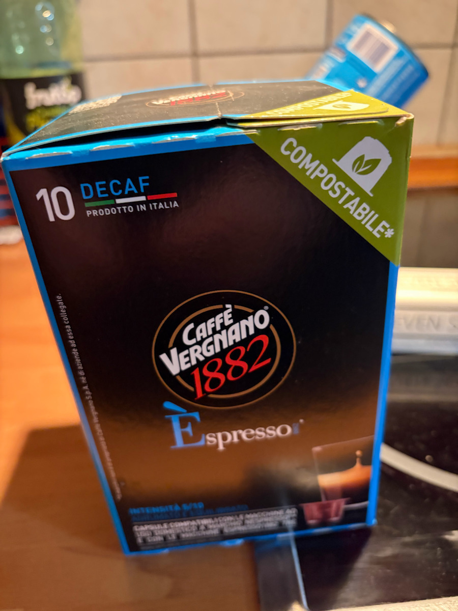 Caffe Vergnano 1882 Capsule Espresso Decaffeinato Decafeinizat Compatibile cu Mașina Nespresso 10capace