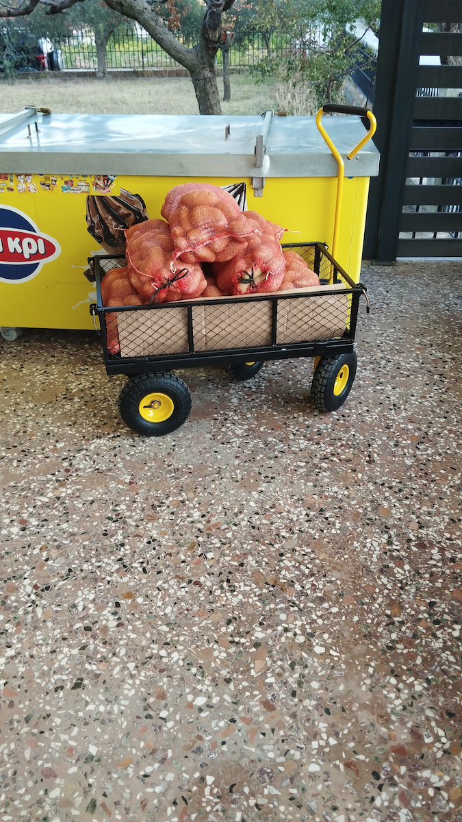 Garden Cart Log Transport Metallic Four-wheel with Maximum Load Weight 226kg
