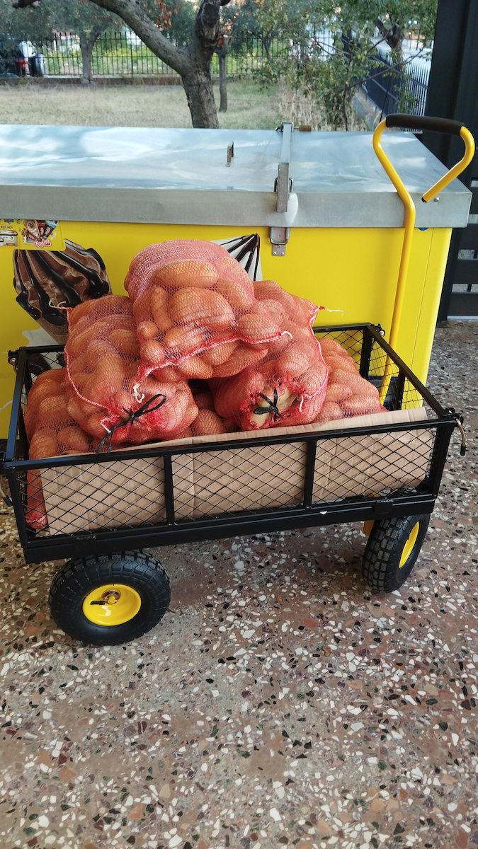 Garden Cart Log Transport Metallic Four-wheel with Maximum Load Weight 226kg