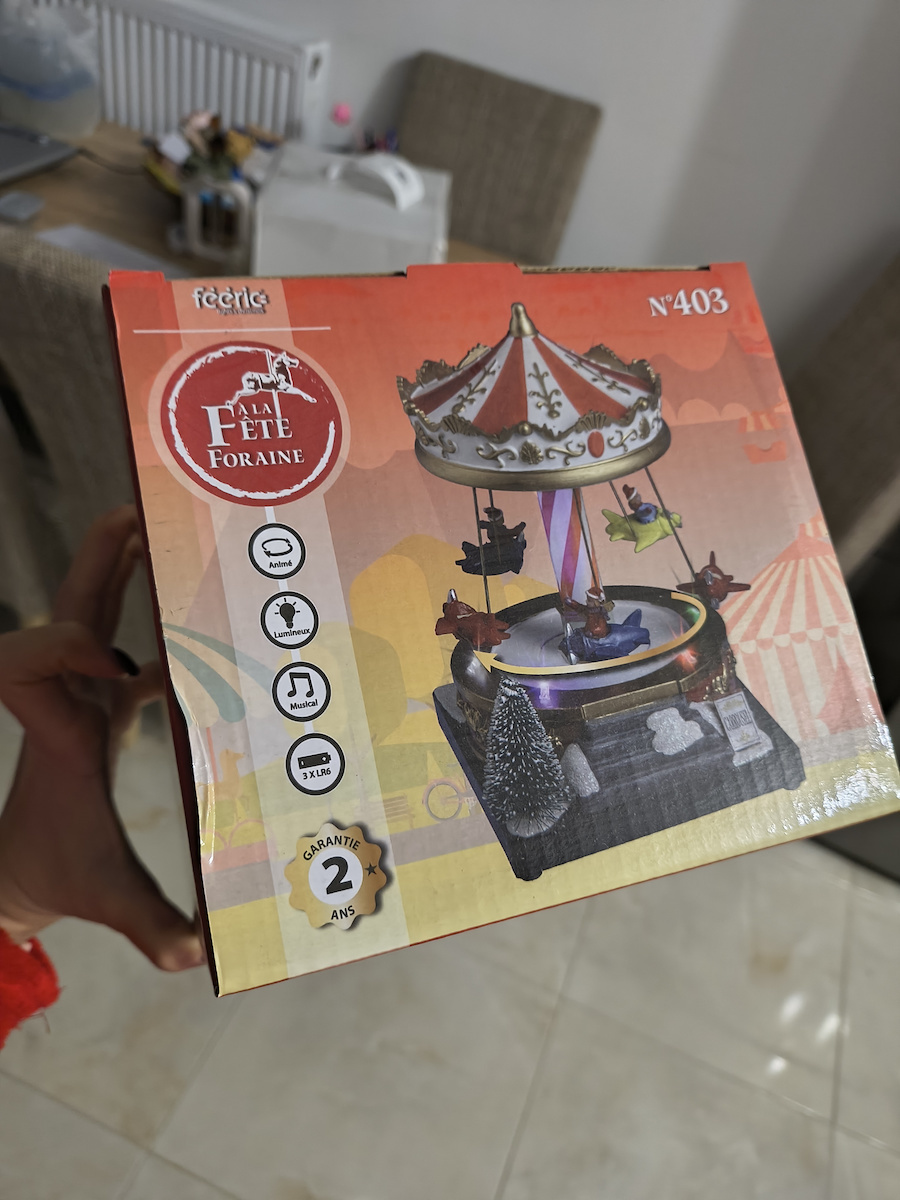 Christmas Illuminated Decorative Carousel with Battery 19x14x12.8cm.