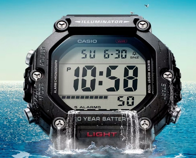 Casio Ψηφιακό Ανδρικό Ρολόι Χρονογράφος Μπαταρίας με Μαύρο Καουτσούκ Λουράκι