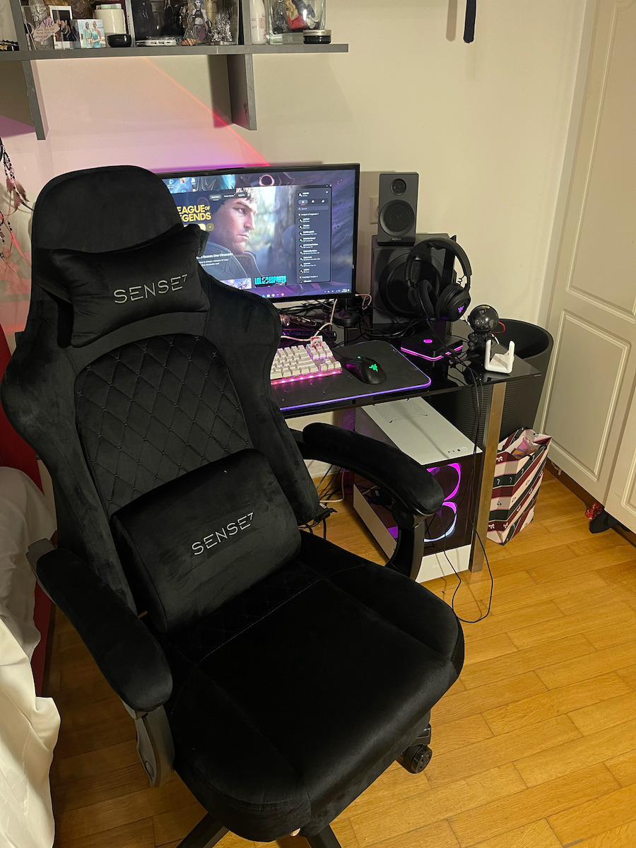 SENSE7 Devon Fabric Gaming Chair with Footstool Black