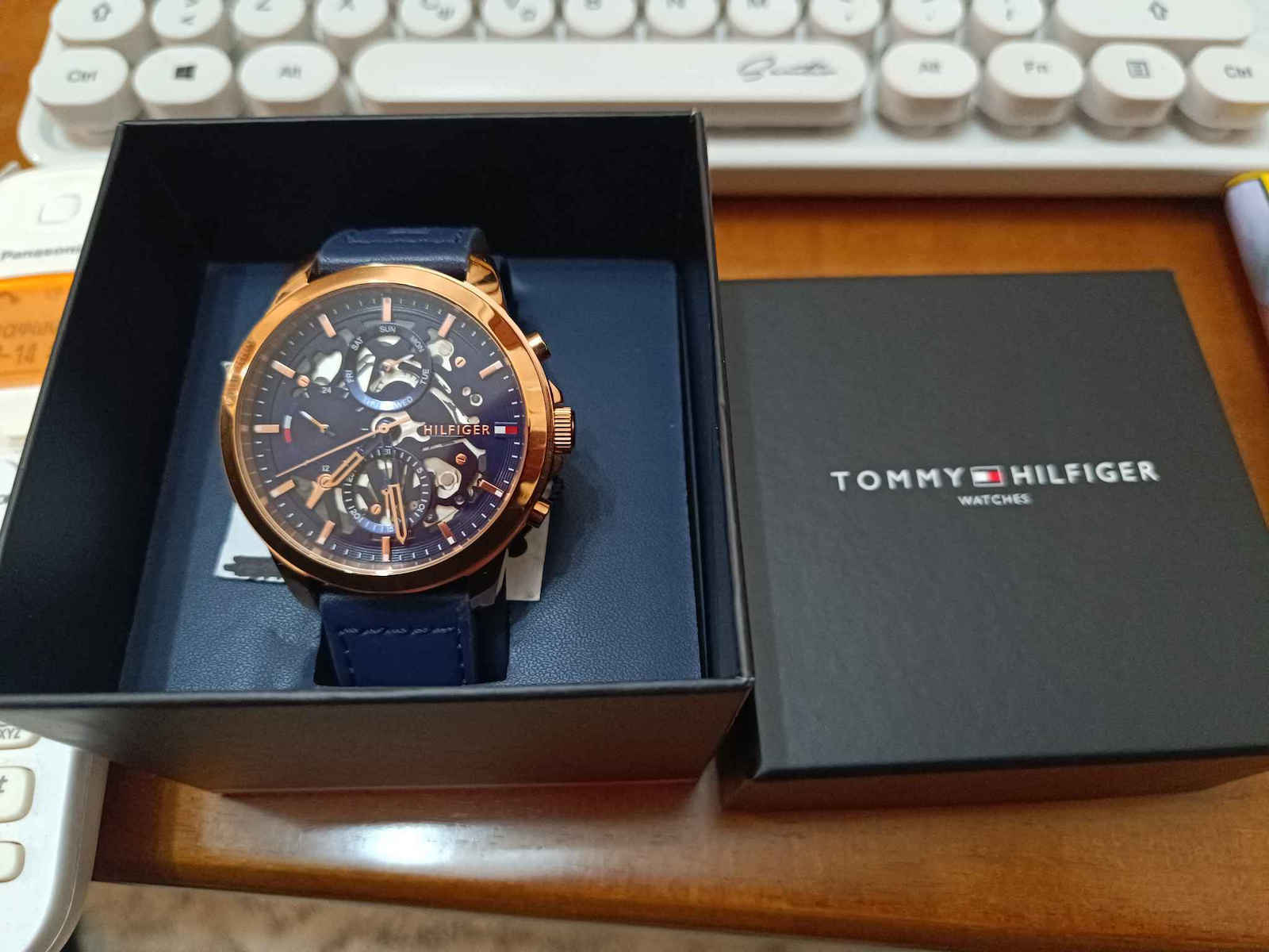 Tommy Hilfiger Henry Men's Watch 44mm Chronograph Battery with Blue Leather Strap