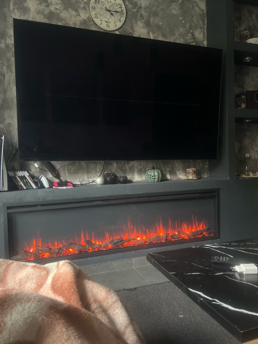 Richen Insert 183 Επιτοίχιο Ηλεκτρικό Τζάκι 2000W 183x48cm Μαύρο