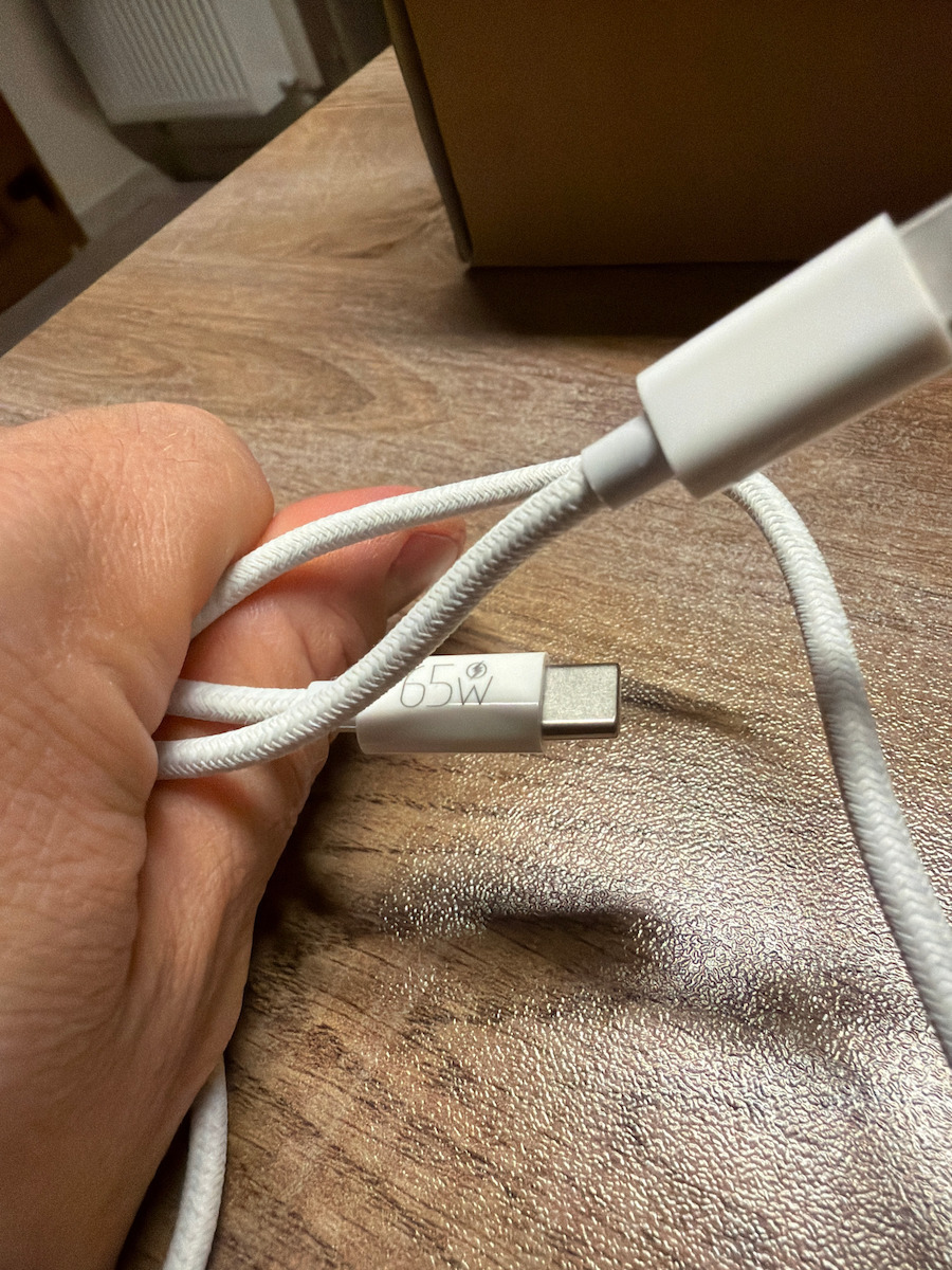 Powertech Braided USB 2.0 Cable USB-C Male - USB-C 65W PD White 1m PTR-0181