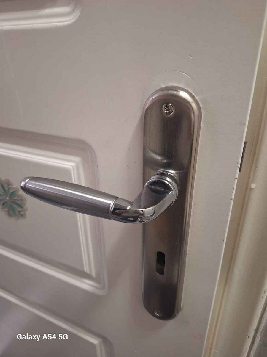 Import Hellas Lever Middle Door with Plate Pair (Center Distance 75mm) Nickel