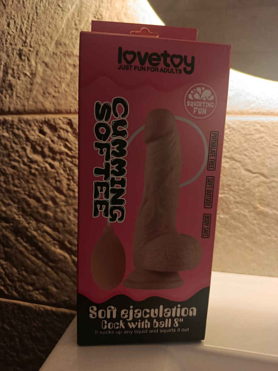 Lovetoy Glass Dildo with Balls, Suction Cup, and Ejaculating Capability Flesh 20cm