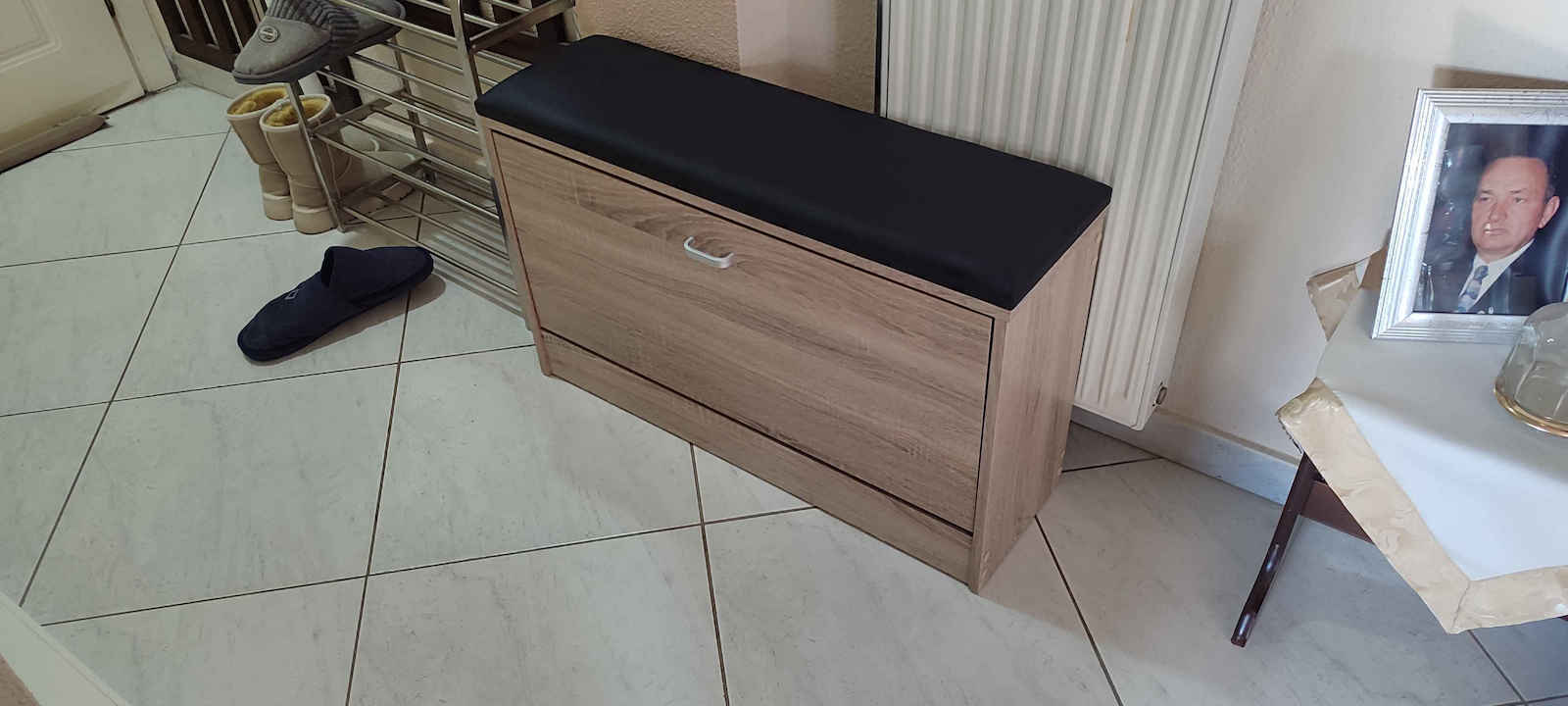 Ξύλινη Παπουτσοθήκη με 1 Ράφι 80x24x49cm