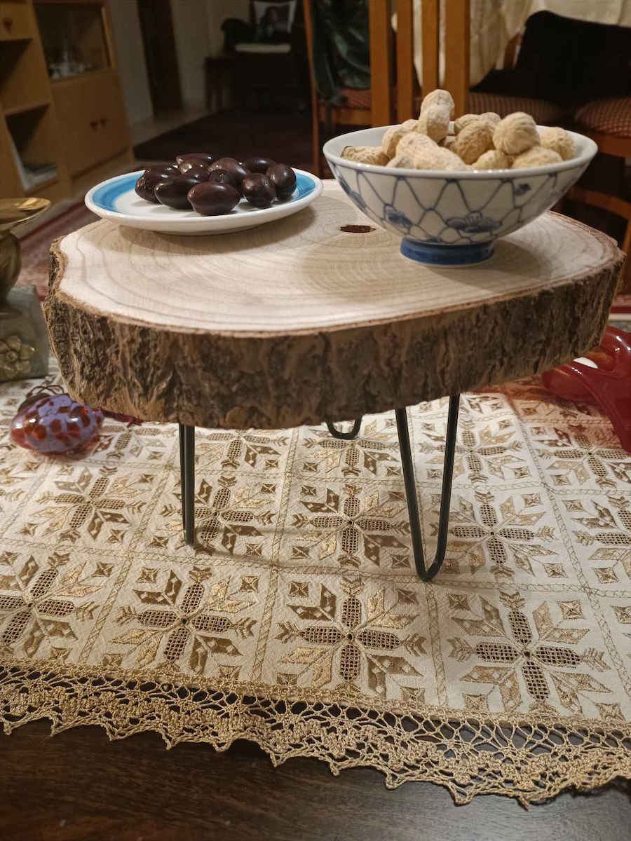 Gift Décor Wooden Metal Serving Platter Feet Natural Trunk Natural Cracks Possible Breaks 28x20cm Brown Beige 55663
