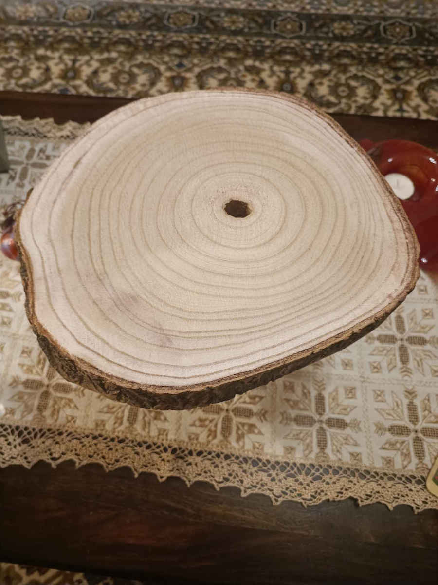 Gift Décor Wooden Metal Serving Platter Feet Natural Trunk Natural Cracks Possible Breaks 28x20cm Brown Beige 55663