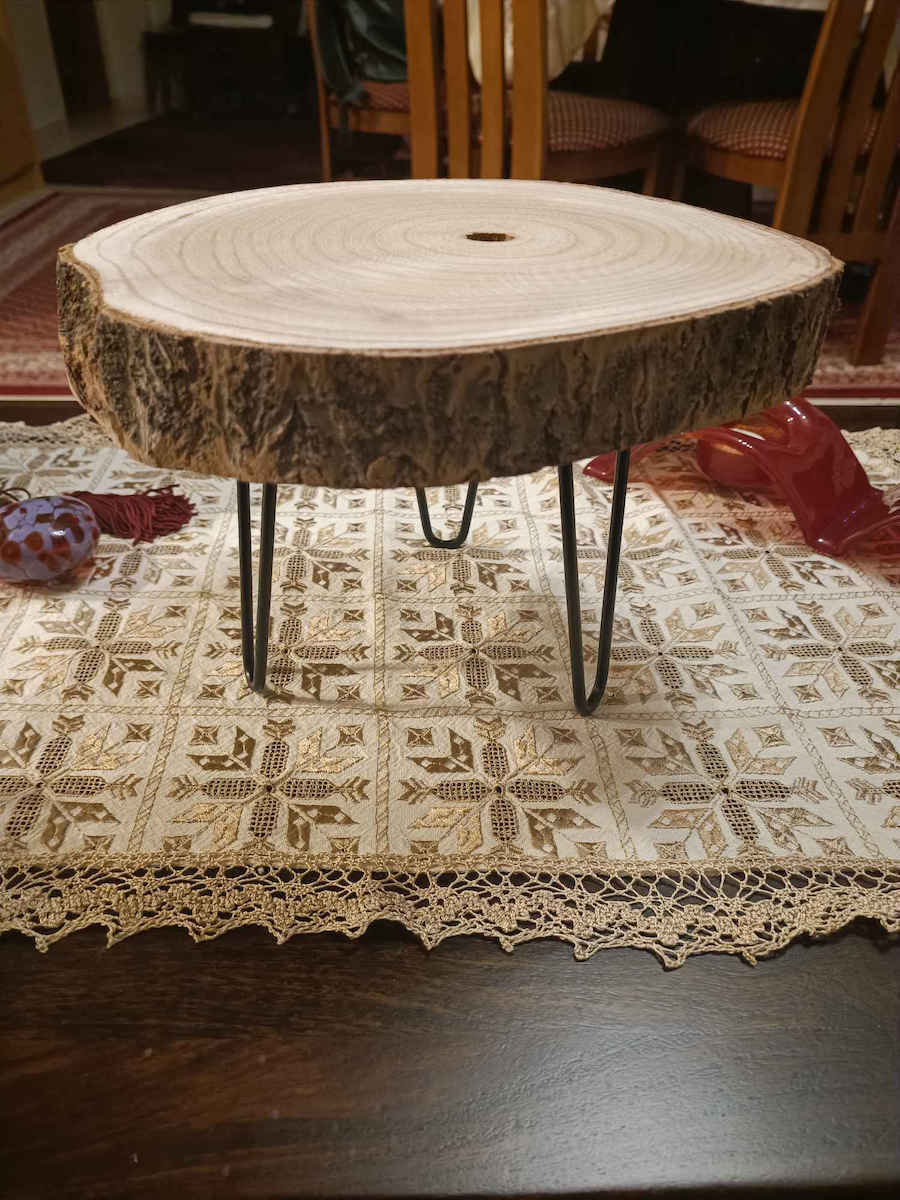 Gift Décor Wooden Metal Serving Platter Feet Natural Trunk Natural Cracks Possible Breaks 28x20cm Brown Beige 55663