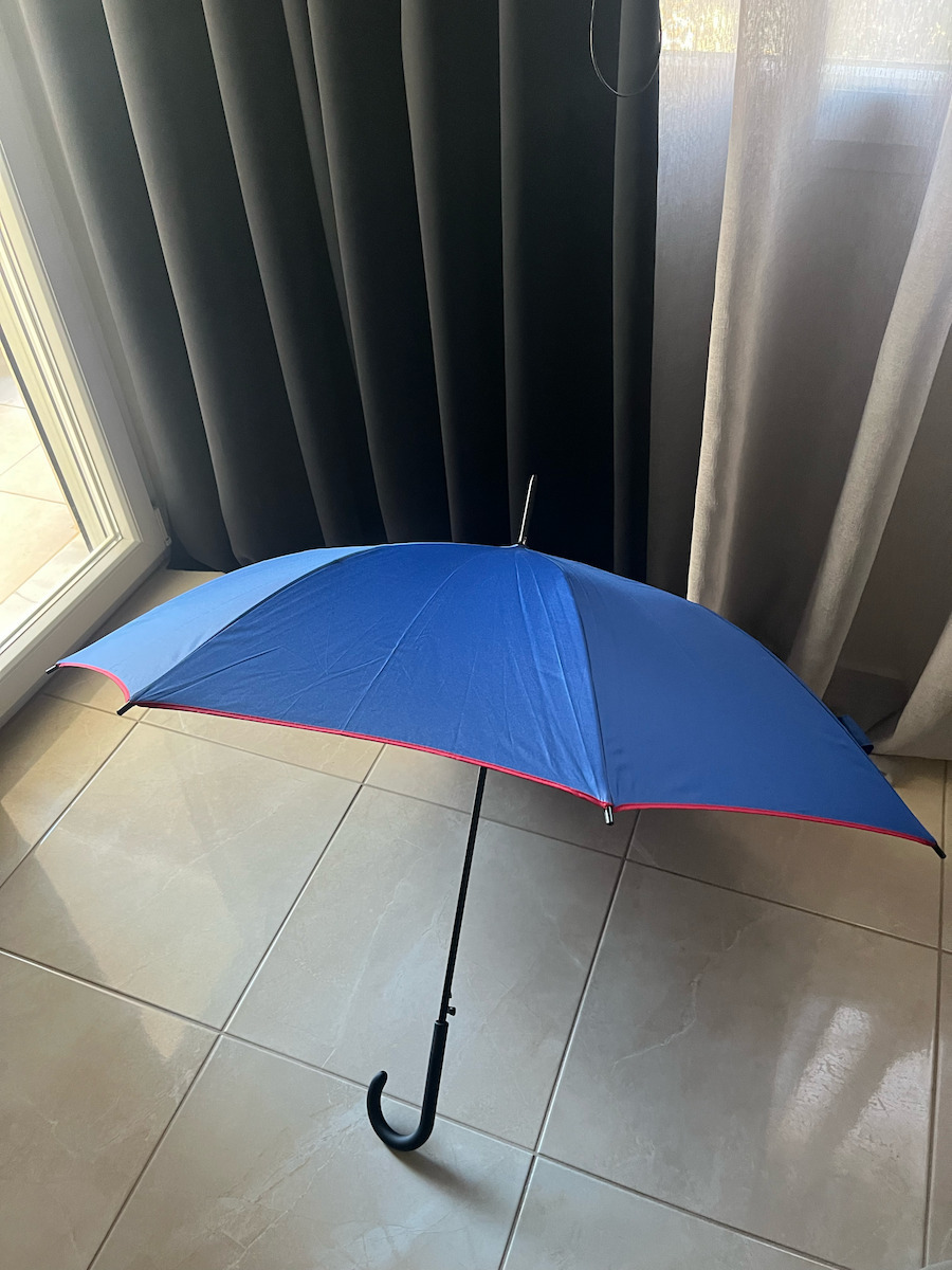 Benetton Automatic Umbrella with Walking Stick Navy Blue