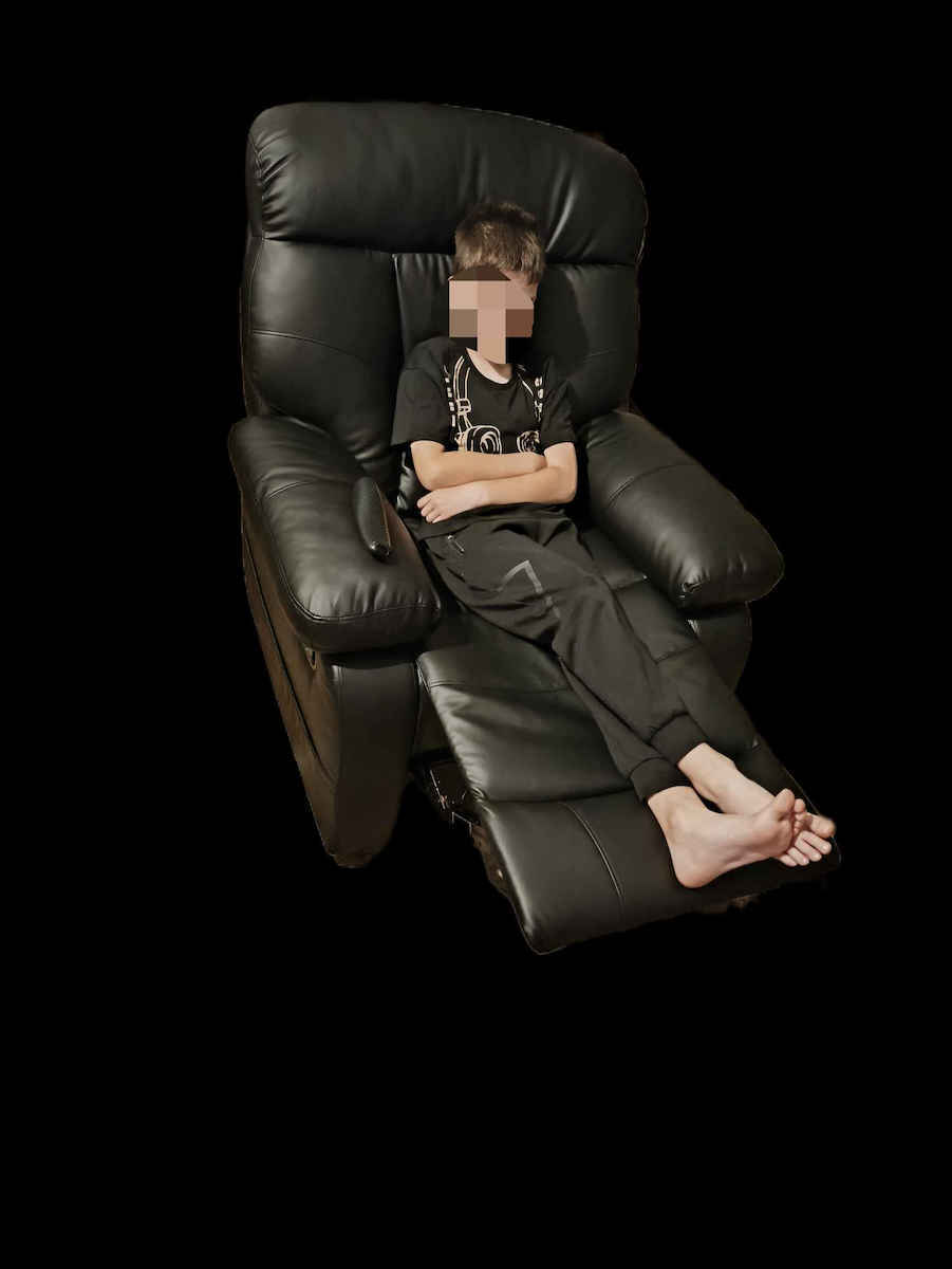 Grate Relax Armchair Massage with Footstool from Leatherette Black 89x97x105cm