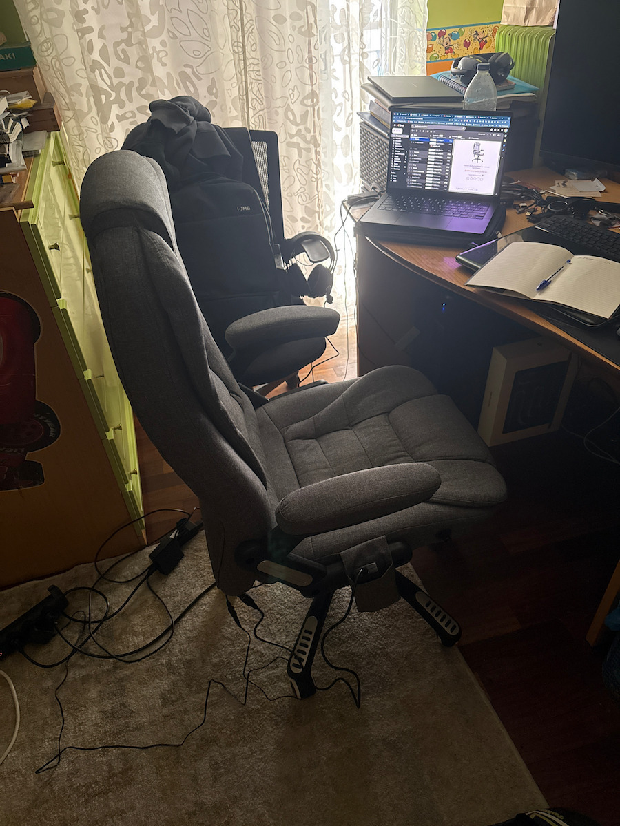 Vinsetto Executive Office Chair Massage With Recline Grey