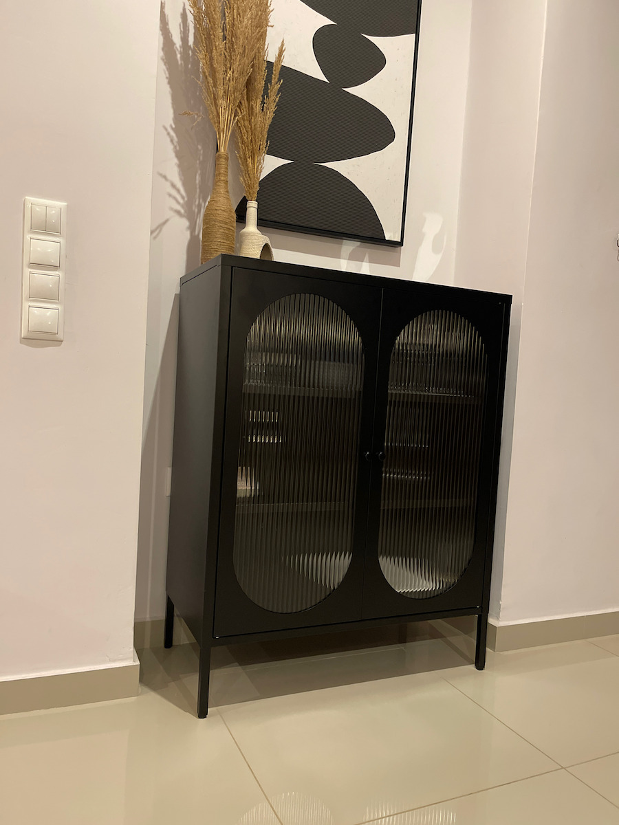 Μπουφές Tulsa 653 Black Velvet-Black Metal 80x40x101cm