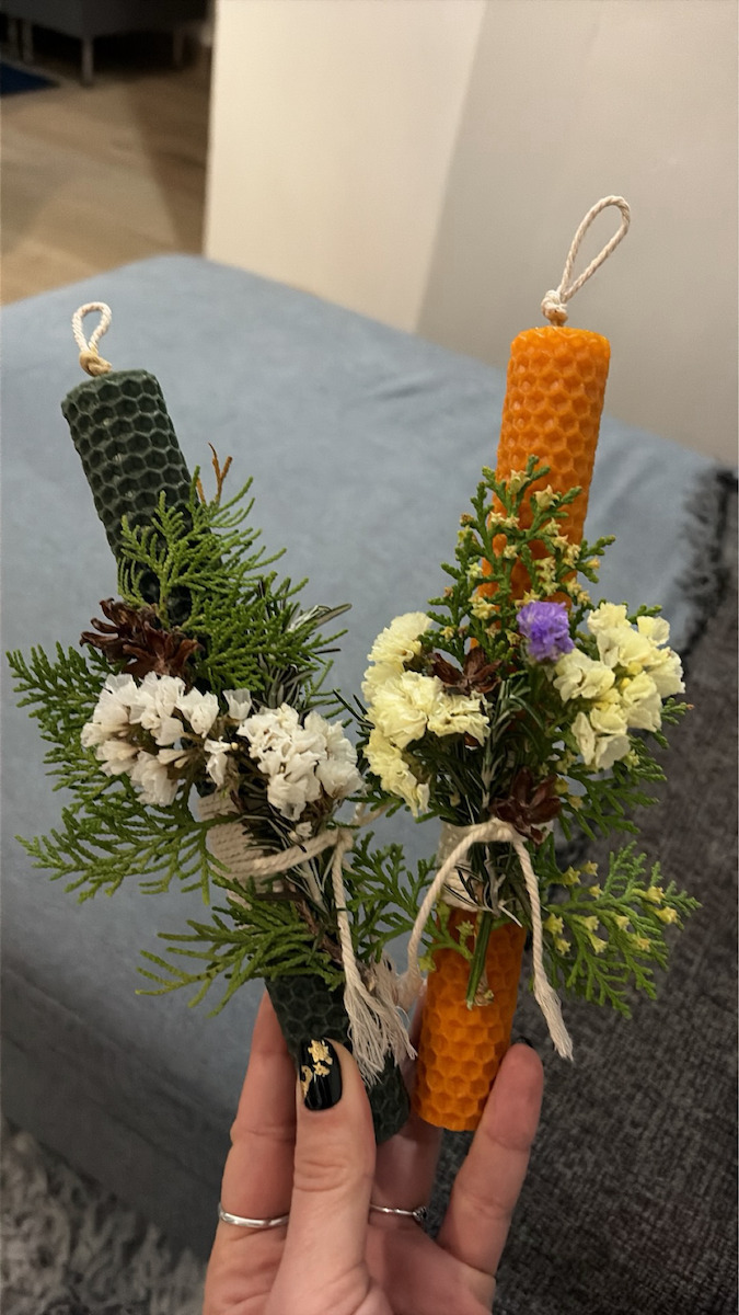 Easter Round Beeswax Candle Made of Beeswax
