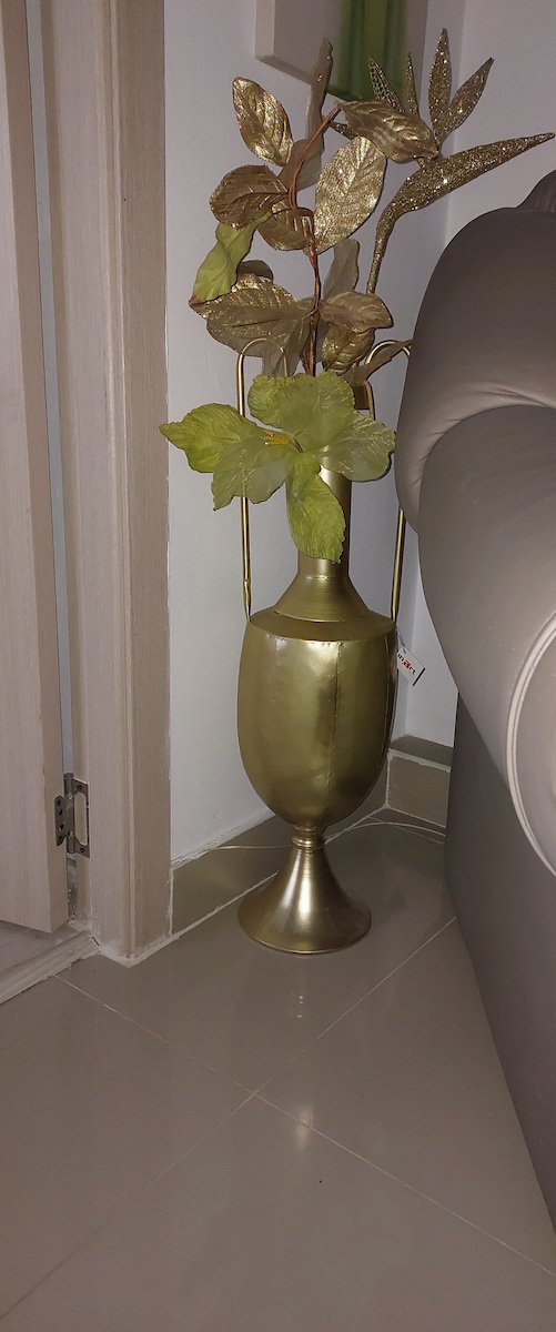 Inart Decorative Vase Dion Gold 19.7x19.1x73.7cm