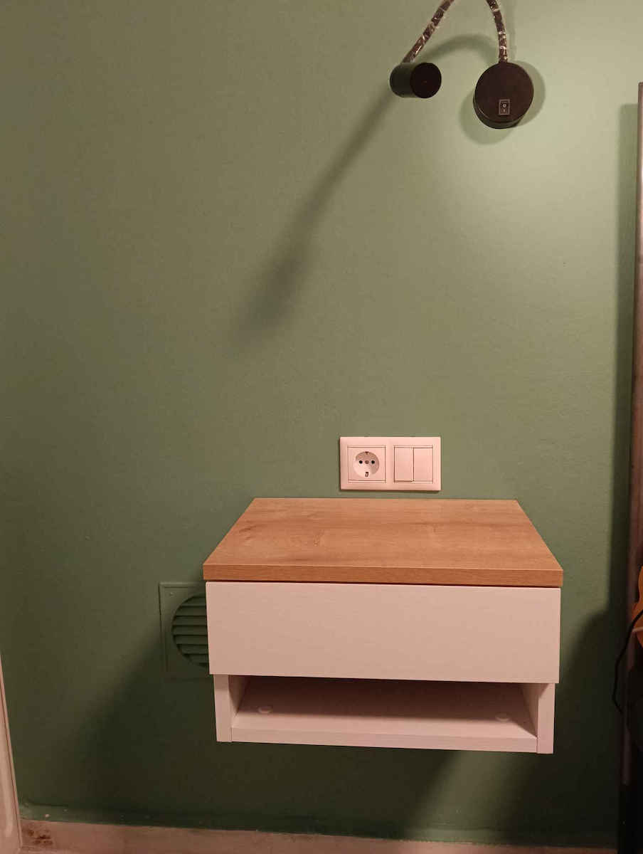 Mary Wooden Bedside Table Sonoma / Λευκό 40x30x23cm