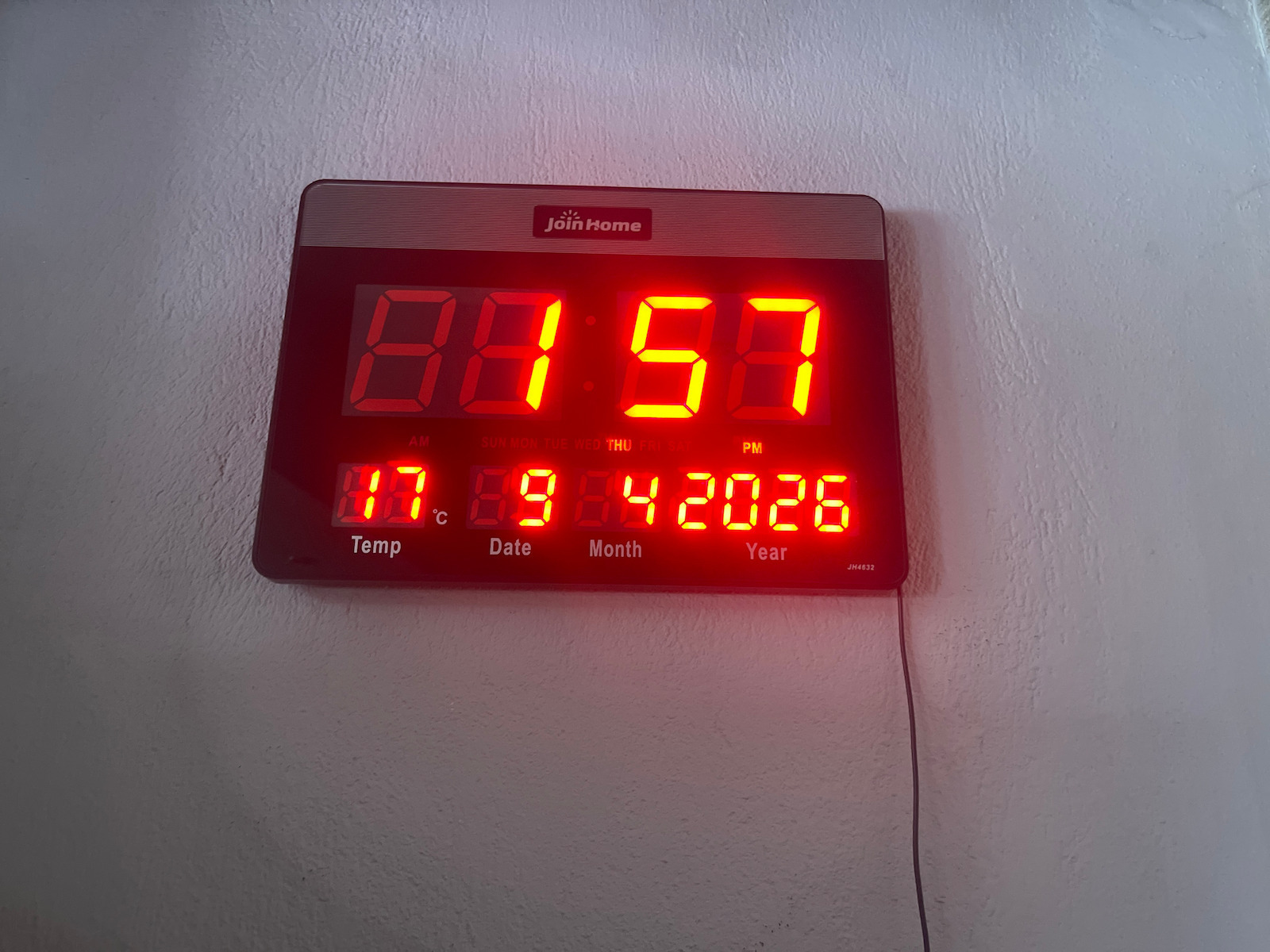 Factory Wall Clock Digital Plastic Black 46x32cm