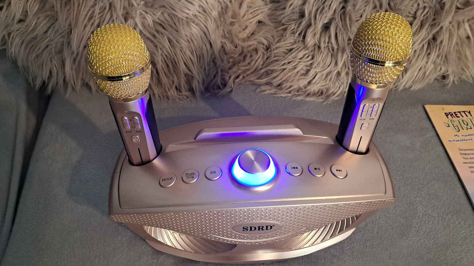 Boxă Karaoke cu Microfoane Wireless și Efecte de Iluminare SD-306 Negru