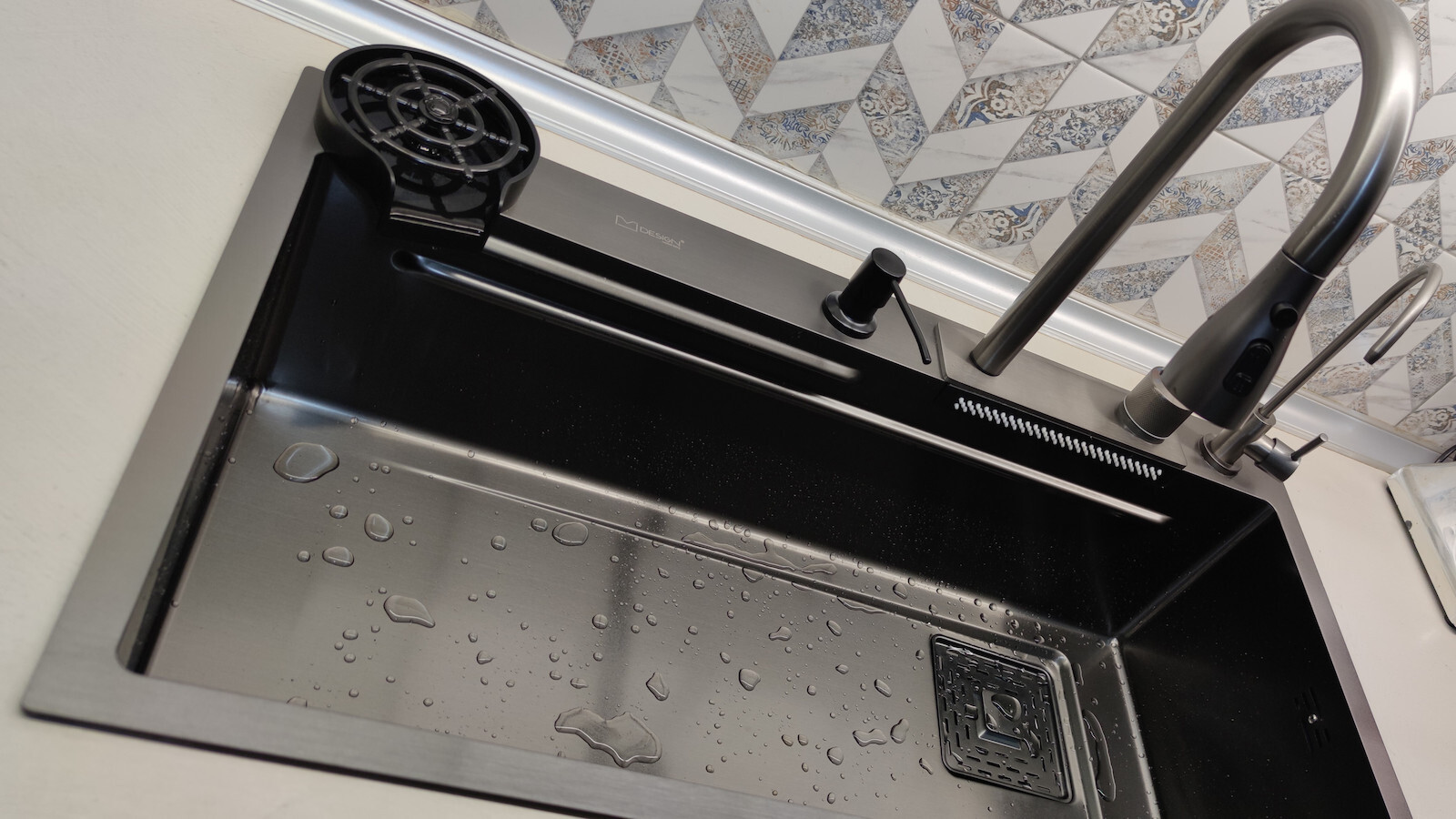Built-in Sink 80x46 Cm Faucet Complete Set 8 Pieces Stainless Steel Anthracite Ml Design