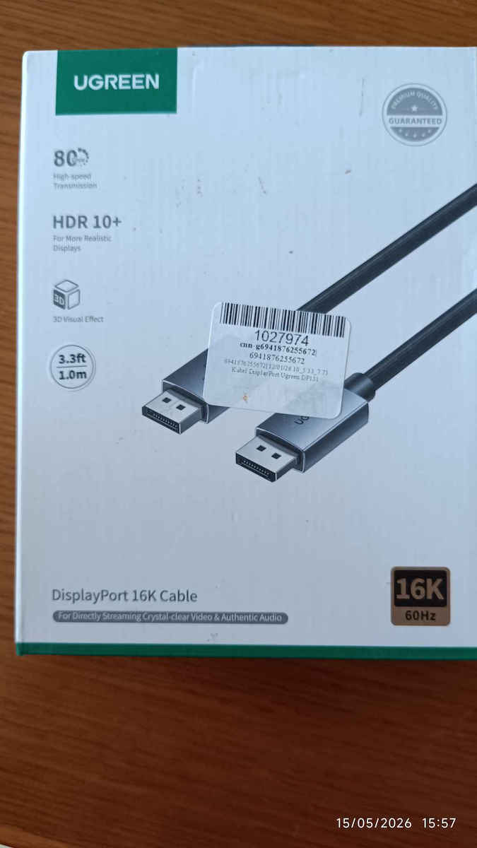 Ugreen Cable DisplayPort male - 1m Black (55567)