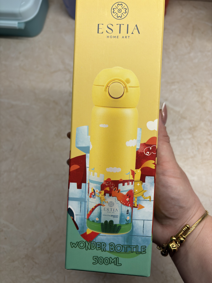 Estia Wonder Bottle Save The Aegean Kids Water Bottle Thermos Stainless Steel with Straw Non Spill 350ml