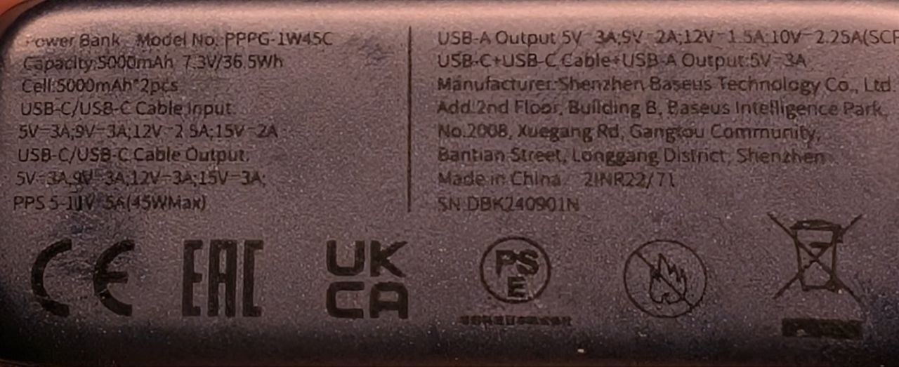Baseus PicoGo Power Bank 10000mAh 45W με Θύρα USB-C Λευκό