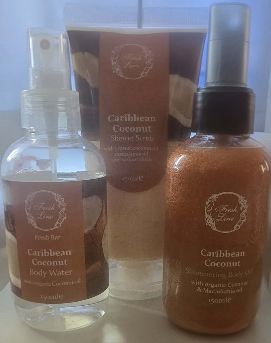 Fresh Line Caribbean Coconut Travel Set για Καθαρισμό Σώματος & Λάμψη 3τμχ