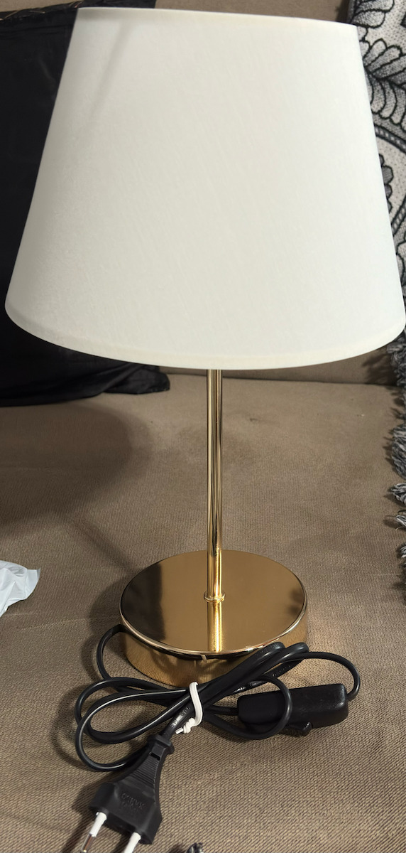 SteweHome Metal Table Lamp for E27 Socket with Beige Shade and Base 2 Pieces