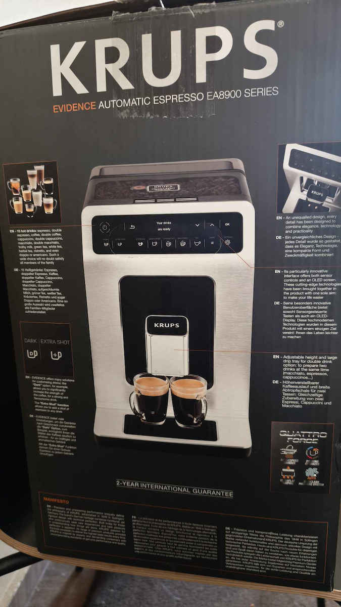 Krups Mașină Automată Espresso 1450W Presiune 15bar cu Măcinător Neagră EA8908