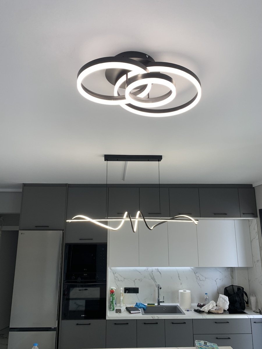 Lightex Caterina Ceiling Mount Light 40cm Black with Integrated LED and Remote Control